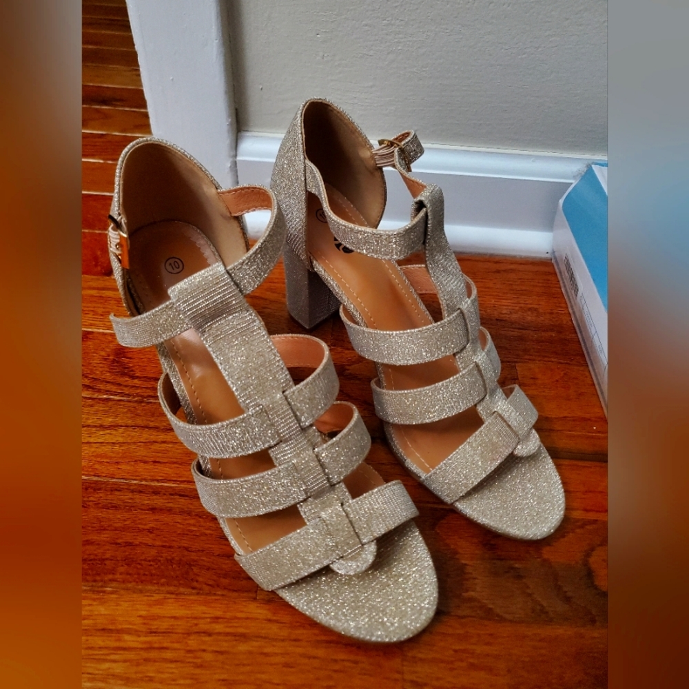 Rekayla Gold Shimmer Gladiator Heels